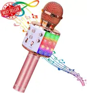 4 in 1 Handheld Karaoke Microphone, Portable Speaker & KTV Player (Pink)