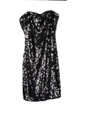 Aidan Mattox | Black Strapless Sequin Short Cocktail Dress Size 2
