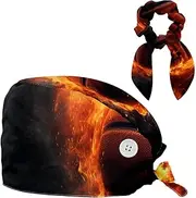 [YTYVAGT] Scrub Caps Women,Scrub Hats Suitable for Women,Flame and Retro Basketball