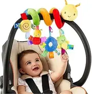 Toddler Pram Toy, Baby Worm Cradle Around The tle Cartoon Insect Trolley Hanging Plush Spiral Wrapping Safe Toys for Babies Boys and Girls Color Mixing Set