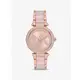 【MICHAEL KORS】Parker 粉紅芭比時尚女錶陶瓷x玫瑰金色不鏽鋼錶帶/MK7371