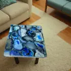 Blue Agate Coffee SquareTable Top, 15x15 Agate Center Sofa Table Top Home Deco