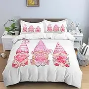 BJCJGGL King Quilt Cover Pink Valentine's Day Bedding for Kids Aldult Duvet Cover with Zipper Closure + 2 Pillowcases 50x75 cm - Soft Breathable Microfiber Quilt Cover - 245x210 cm