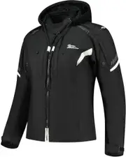 Rusty Stitches Taylor Waterproof Ladies Motorcycle Textile Jacket, black-white, Size 44 for Women Black White