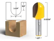 1" Diameter Core Box Router Bit - 1/2" Shank - Yonico 19115
