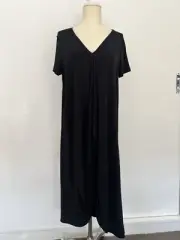 Taking Shape Dress 2XS Black Shift Midi Broad Shoulders Full Bust NEW RRP $120