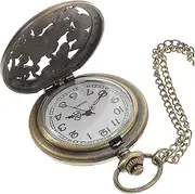 [ANDRESLAD] Elegant Vintage Pocket Watch Necklace Retro Pocket Watch Zinc Alloy Long Chain Stylish Statement Jewelry