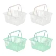 4PCS Mini Shopping Baskets with Handles Small Tiny Baskets, White Green