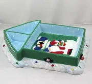Chip Dip Set Elements Penguin Snowman Santa Christmas Ceramic Xmas
