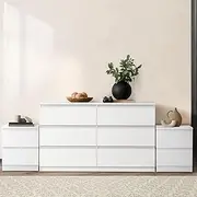 Oikiture Chest of Drawers and 2 Bedside Tables Cabinet Bedroom Set