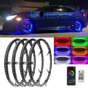 4PCS 15.5" RGB LED Wheel Ring Light Rim Lights Neon Bluetooth For Honda Civic