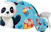 [YTYVAGT] 2-Pc,Gourd-Shaped Working Cap,Fisherman Hat with Buttons and Cotton Sweatband,Colorful Animal Panda Bear Illustration