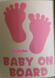 BABY ON BOARD, BOY or GIRL FEET, Cut Vinyl Decal Sticker SML