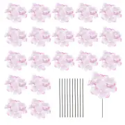 20 Sets Artificial Hydrangea Flower Heads with Stems for Bouquet,Pale Purple
