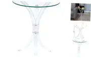 Laning Modern Contemporary Clear Tempered Glass Top Side Table Living Room