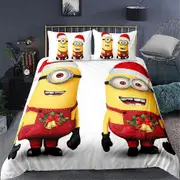 v3350 Bed Sheets The Minions Christmas Bed Doona Duvet Cover Set Bed Sheets IU3350