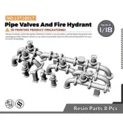 1/18 Pipe Valves And Fire Hydrant For Model Railroads Display Prop