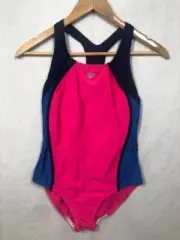 Speedo Mesh Splice Thick Strap One Piece Swimsuit Electric Pink Splice Girls 16