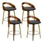Artiss 4x Bar Stools Kitchen Dining Chairs Swivel Counter Stool Leather Wooden