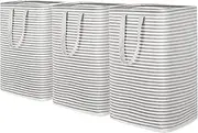 Lifewit Freestanding Laundry Hamper, Collapsible Waterproof Large Laundry Basket with Easy Carry Extended Handles for Clothes, Towels, Gray, 3 Packs