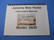 Janome New Home S650 Sewing Machine Manual - Printed
