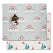 JumpOff Jo - Large Waterproof Foam Padded Play Mat for Infants, Woodland Rainbow