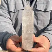 600g Natural White Quartz Healing Obelisk Crystal Wands Reiki Tower Point
