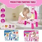 Kids Early Learning Musical Projector Painting Board Drawing Arts Table Desk THQ