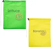 4 Food Storage Bags, Vegetable Storage Bags, Banana Storage Bag, Drawstring Design Storage Bag, Washable Stay Fresh Bags, Banana & Lettuce Bag for Vegetables Fruits Kitchen Picnic