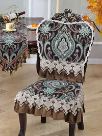在飛比找松果購物優惠-歐式風格高檔奢華餐椅墊套裝 裙邊餐桌桌布椅背凳子椅子坐墊 (
