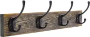 Wall Mounted Coat Rack, Entryway Hanging Coat Rack, Metal Wood Coat Rack with 4