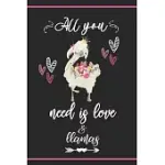 VALENTINE GIFT JOURNAL ALL YOU NEED IS LOVE: CUTE LLAMA NOTEBOOK-JOURNALING DIARY/COMPOSITION BOOK-BLANK LINED 6X9