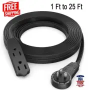 Flat Under Carpet Extension Cord 360° Rotating Flat Plug 3 Outlet Space Saver