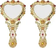 2 Pcs Vanity Vanity Table Decor Mini Mirror Hand Mirror Vintage Hand Held Mirror Women Mirror Handle Mirror European Palace-Styled Mirror Girl Travel Glass
