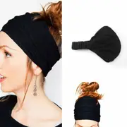 1Pc Yoga Hair Band Head Scarf Wrap Elastic Band Bandana Cap Black Headwrap AU STOCK