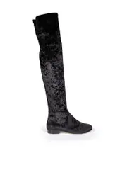 Black Velvet Over the Knee Boots