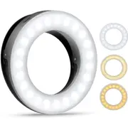 2021 Upgraded Selfie Ring Light - 3 Lighting Modes - Rechargeable Clip-On Fill Light (Black)