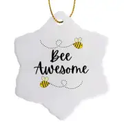 3dRose, Motivational quote Bee Awesome with honeybee, Ornament