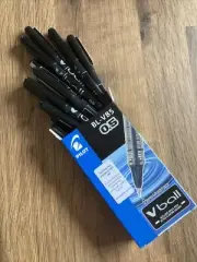 Pilot V-Ball 0.5mm Pure Liquid Ink Rollerball Pens Black,BOX 12 PENS (BRAND NEW)
