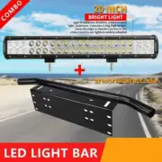 20 inch 210W LED Light Bar Spot Flood Driving Work License Plate Frame Black