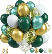 60Pcs/Pack Blue Silver Latex Balloons Set, Blue and White Birthday Decoration, Metallic Blue Confetti Balloons for Boy Men Birthday Baby Shower Wedding Party Decor (Green)