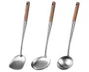 Wok Spatula And Ladle,skimmer Ladle Tool Set,17inches Spatula For Wok