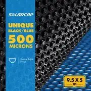 Pool Safety Cover Swimming Blanket Solar Bubble Mat Inground Above Ground 500 Micron 9.5mx5m Blue Black