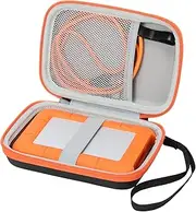 Case Compatible with LaCie Rugged Mini 1TB/ 2TB/ 4TB/ 5TB External Hard Drive Portable HDD, Carring Case Storage Holder for Hard Drives for Mac and PC Computer, Orange (Case Only)