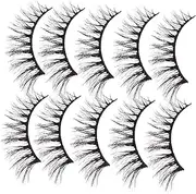 DRESSOOS 10 Pairs Cat Eye Fake Eyelashes Reusable Strip Lashes for Intense Volume for Daily Wear Special Occasions Comfortable Easy to Apply False Eyelashes