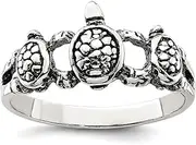 [JewelryWeb] 925 Sterling Silver Solid Polished Artisan Oxidized Antiqued Turtle Ring Band Style-Ring for Women