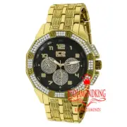 Mens Black Dial Face Gold Tone Joe Rodeo Solid Steel Back Metal Band Watch 46mm