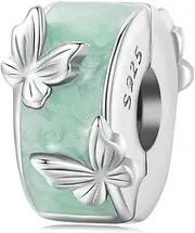 [DOYIS] Clip Stopper bead for Pandora Bracelets-925 Sterling Silver Butterfly Green Enamel Clip Spacer Bead-Women Jewelry Gift