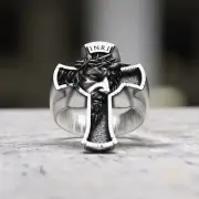 925 Sterling Silver Jesus Cross Ring - INRI Crucifix Ring - Christian Religious
