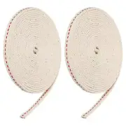 Cotton Oil Lamp Wick 6mm Flat Wide 3 Meter/10Ft Long with Red Stitch, 2 Roll